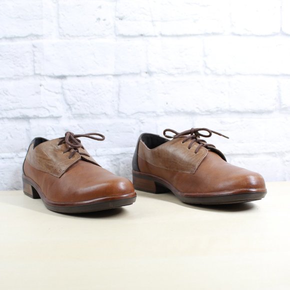 NAOT Brown Black Leather Kedma Lace Up Oxfords Shoes Size 39 / 8 - Picture 3 of 9
